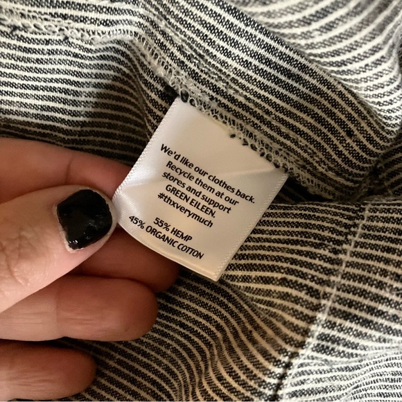 Eileen Fisher Organic Cotton Hemp Tank Dress Railroad Stripe Medium - Picture 7 of 7